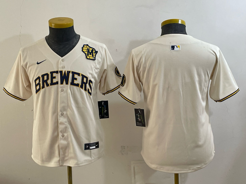 Youth 2026 Milwaukee Brewers blank cream Game Nike MLB Jersey 09150010